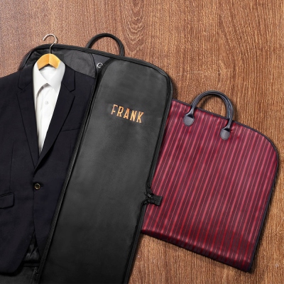 Custom Name Embroidered Suit Bag, Waterproof Oxford Cloth Garment Bag with Leather Handle, Travel Accessory, Gift for Men/Groomsmen/Father of Groom