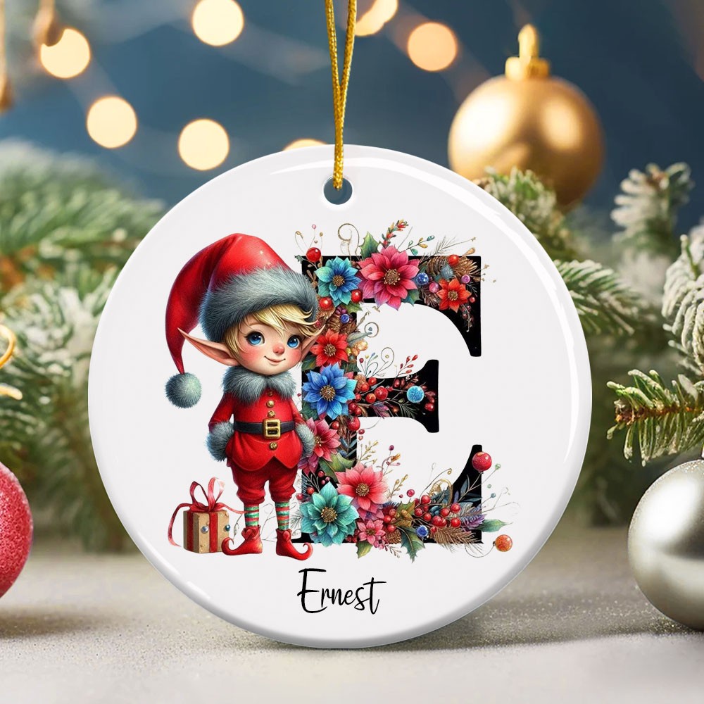 Personalized Christmas retro name ornaments