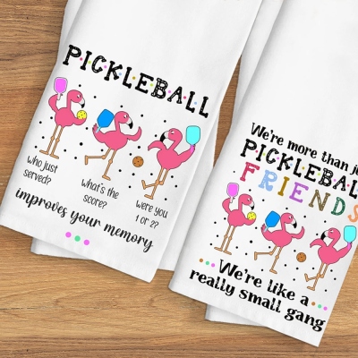 Funny Pickleball Flamingo Dish Towel, Cotton Absorbent Pickleball Tea Towel Kitchen Supply, Pickleball Party Favor, Gift for Pickleball Lovers/Friends