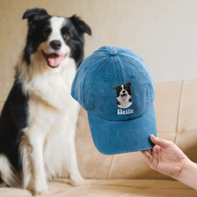 Custom Name Pet Photo Hat, Cute Cat/Dog Portrait Cap, Unisex Animal Lover Trucker Cap for Woman/Man, Birthday/Christmas Gift for Dog Mom/Pet Lovers