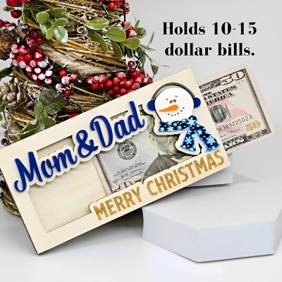 Personalized Christmas Money Holder, Stocking Stuffer for Teen, Christmas Gift for College Student, Snowman Money Card Holder, Cash Envelope