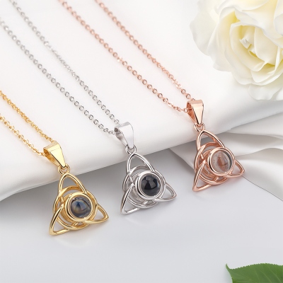 Personalized Photo Projection Celtic Knot Necklace, Women's Picture Inside Jewelry, Birthday/Anniversary/Mother's Day/Christmas Gift for Her/Mom/Wife