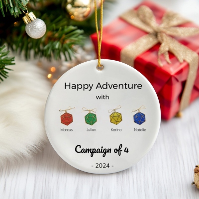 Custom Name DND Team Commemorative DND Christmas Decorations, DND Christmas Ornament For Christmas Gifts, D20 Dice Christmas Ornament, Christmas Gift