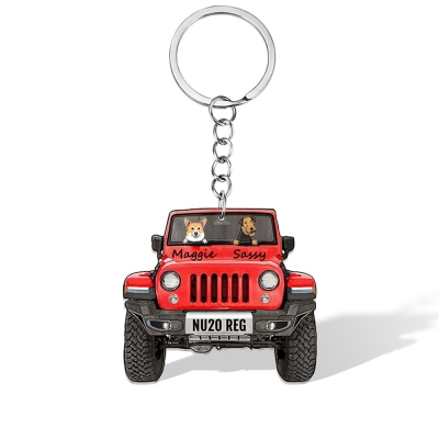 Personalized Jeep Dog Keychain