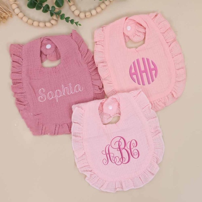 Personalized Baby Girl Bib, Embroidered Baby Bib, Monogrammed Baby Girl Bib, Custom Baby Girl Bib Baby Girl Gift Baby Shower Gift Ruffle Bib