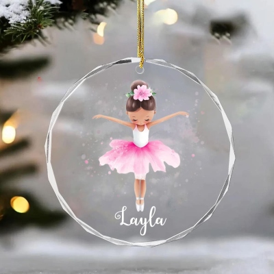 Personalized Ballerina Ornament with Custom Name, Ballet Christmas Ornament, Dancing Girl Ornament, Custom Ornament for Kids, Gift for Girls
