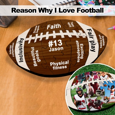 Personalized Custom Photo Football Puzzle Unique Gift for Sports Lovers and Football Fans