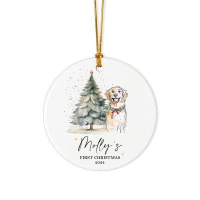 Personalized Name Dog's First Christmas Ornament, Ceramic Holiday Tree Hanging Decor, Christmas Keepsake 2024, Christmas Gift for Dog Lovers/Owners