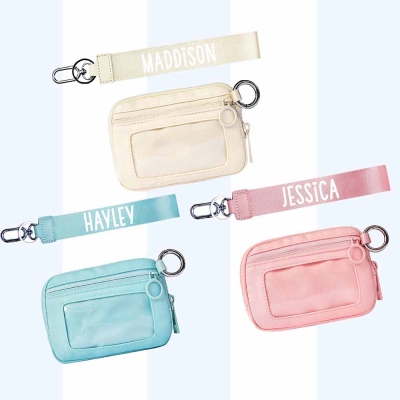 Personalized Keychain Wrist Wallet, Christmas Stocking Stuffer Gift for girls women teens, Custom Wristlet Wallet, Wrist Lanyard Cardholder