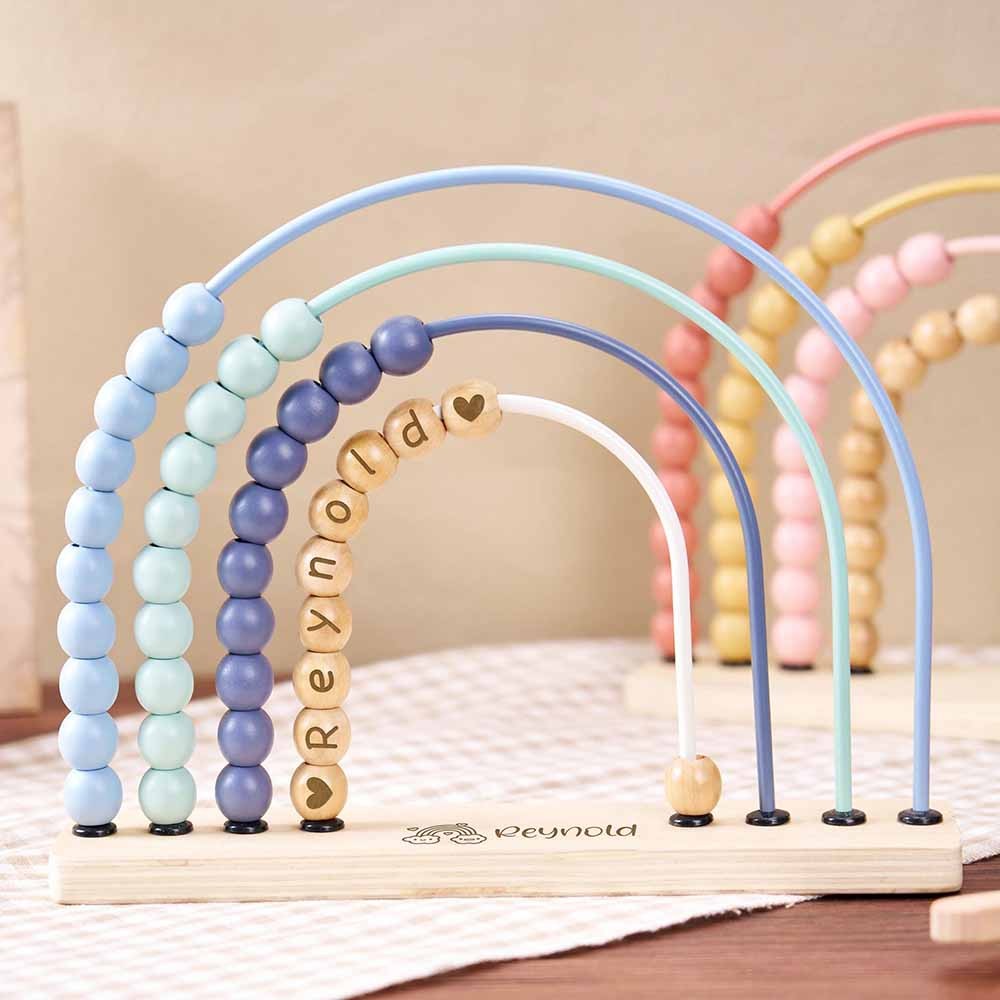 Personalized Baby Abacus Wooden Rainbow Abacus, Baby Shower Gifts, 1-3 Years Birthday Gifts, Wooden Nursery Decoration, Toddler Educational Toys