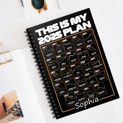 2025 Formula 1 Plan Notebook, The Ultimate Racing-Themed Notebook Gift for F1 Fans, Perfect Christmas or Holiday Gift Idea