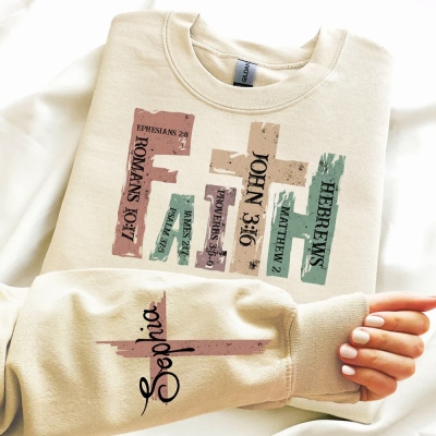 Personalized Name with Retro Christian Sublimation Sweatshirt, Faith, Christian, Religious, Bible Verse, Sublimate