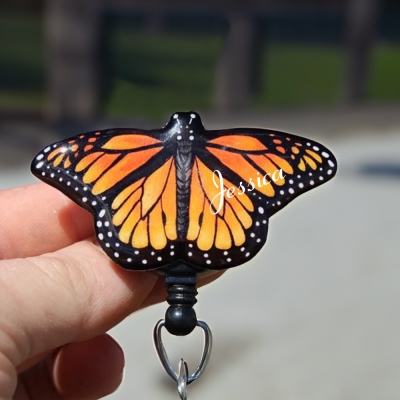 Custom Monarch Butterfly Retractable Badge Reel, ID Card Holder with Alligator Clip for Office, Appreciation Gift for Butterfly Lover/Doctors/Nurses