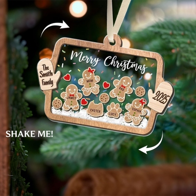 Personalized Gingerbread 4D Shaker Christmas Ornaments 2024, Family Member Christmas Tree Decor, Holiday Hanging Ornaments, Christmas Gift for Family