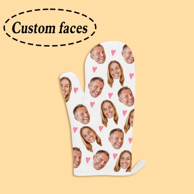 Personalized Photo Oven Mitt, Custom Faces Baking Oven Gloves, Cooking Accessories, Mother's Day/Birthday/Christmas Gift for Mom/Grandma/Family