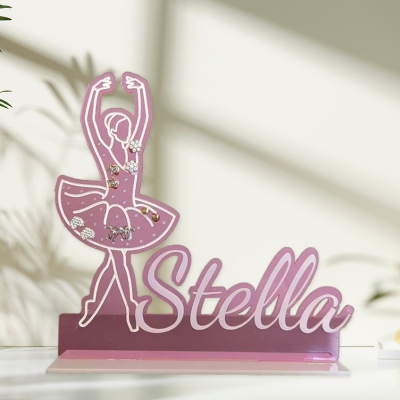 Custom Name Ballerina Earrings Holder, Acrylic Earrings Display Jewelry Organizer, Birthday/Wedding/Christmas Gift for Dancers/Bridesmaids/Women/Girls