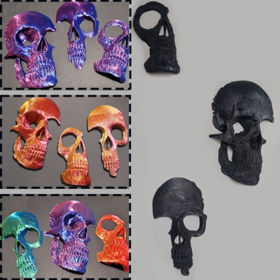 3D Printed Broken Skull Ornament Set of 3, Skeleton Decor for Wall, Gothic Home Decor, Housewarming/Halloween Gift for Gothic Lovers/Family/Friends