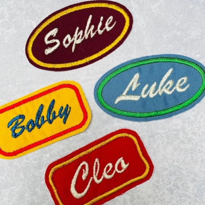 Custom Embroidered Name Patch, Vintage Style Name Patch, Personalized Name Badge