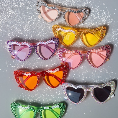 Personalized Name Heart Shaped Sunglasses, Custom Diamond-Studded Sunglasses, Bachelorette Party Favor, Birthday/Concert Gift for Her/Bestie/Sister