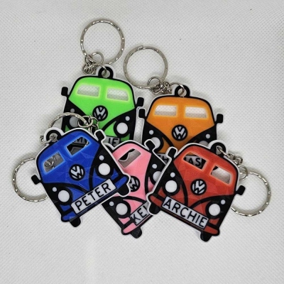 Personalized Name Camper Van Keychain, Retro Transporter Bus Keychain, Party Gift, Birthday/Special Occasion Gift