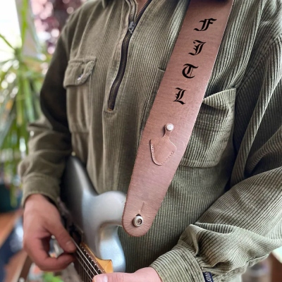 Personalized Leather Guitar Strap, Handmade & Adjustable, Perfect Religious Gift for Musicians, Guitarists, Unique/Thoughtful Present