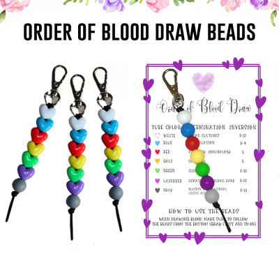 Custom Blood Draw Beads & Pen Set for Badge Reel with Mini Marker, Retractable Pen, Badge Card, Graduation Gift for Nursing Students/Medical Staff