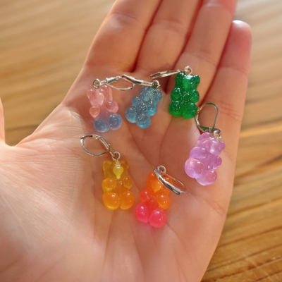 (Sold at 5pcs)Gummy Bear Stitch Holders, Cute Bear Stitch Markers, Crochet Accessories, Christmas/Birthday Gift for Mom/Grandma/Knitting Lovers