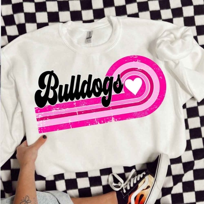 Personalized Name Retro Design Sweatshirt for High School Mascot, Custom Multicolor Sweatshirt, Valentine’s Day Gift, Gift for Her/Him