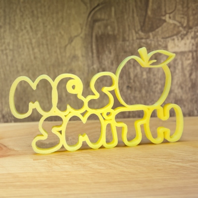 Custom Name Teacher's Apple Desk Sign, Personalized 3D Printed Bubble Name Sign, Class Office Decor, Teacher's Day/Appreciation Gift for Teachers