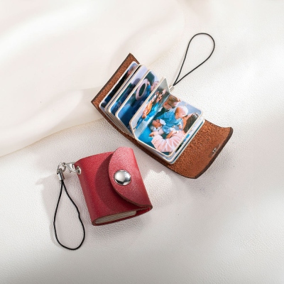 Personalized Mini Leather Photo Album Keychain, Customized Multi-photo Keyring, Christmas/Birthday/Anniversary Gift for Couple/Bestie/Family