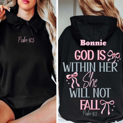 God Is Within Her She Will Not Fall Hoodie Coquette Christian Shirt Jesus Hoodie Christian Sweatshirt Christian Bible Verse Sweatshirt