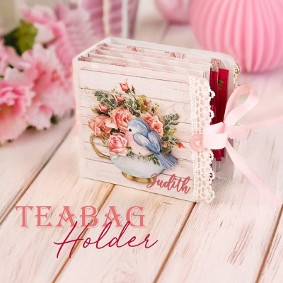 Custom Tea Bag Organizer with Name, Teabag Holder for Tea Drinkers, Home/Kitchen Organizer and Storage, Tea Accessories, Birthday Gift for Tea Lovers