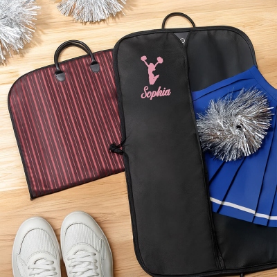 Custom Name Cheer Garment Bag, Waterproof & Dust-Proof Cheerleading Costume Storage Bag with Leather Handle, Travel Accessory, Gift for Cheerleaders