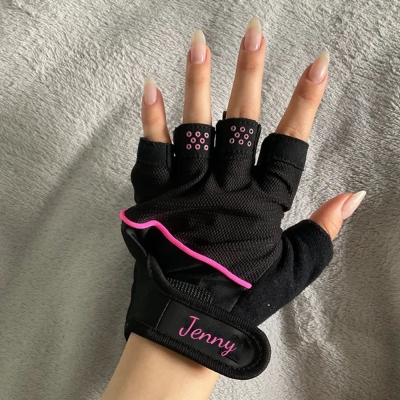 Personalized Name Gym Gloves, Ladies Weight Lifting Gym Gel Padded Gloves, Wrist Body Building, Gift for Gym Lover/Coaches/Her