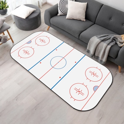 Custom Ice Hockey Rug with Team Logo, Personalized Backyard Rink Area Rug Washable, Sports Game Rugs for Boys Bedroom, Gift for Ice Hockey Lovers/Kids