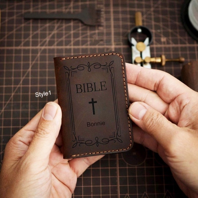 Minimal Business Card Holder Wallet Leather Business Card Case Christian Gift Pastor Gift Priest Gift Handmade Gifts