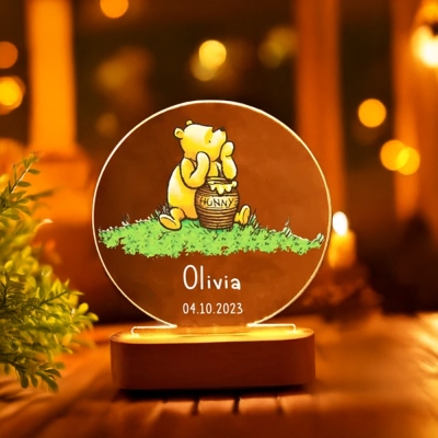 Personalized Bear Night Light with Name, Cute Bear Lamp for Kids Room, Nursery/Bedroom Decor, Birthday/Baby Shower Gift for New Parents/Boys/Girls