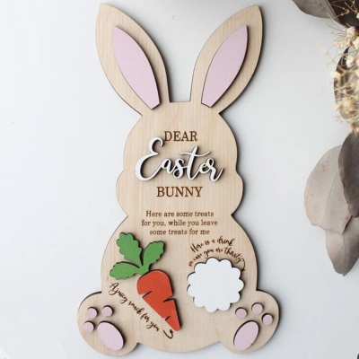 Personalized Easter Bunny Treat Tray with Name, Custom Easter Treat Board, Easter Bunny Tray, Easter Gift for Kids/Family