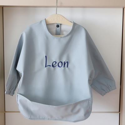 Custom Embroidered Name Full Sleeve Bib Outfit, Childrens Painting Apron, Waterproof Bib for Kids, Baby Shower/Birthday Gift for Newborns/Toddlers