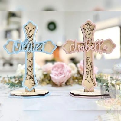 Personalized Baptism Christening Cross Gift