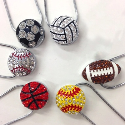 Personalized Rhinestone Sports Necklace, Basketball/Tennis/Softball/Baseball/Soccer/Rugby Necklace, Team Jewelry, Gift for Her