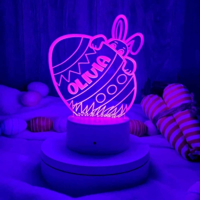 Personalized Easter Egg Night Light, Easter Bunny Egg Basket Stuffer, Easter LED Bedroom Decor, Kids Room Decor Night Light