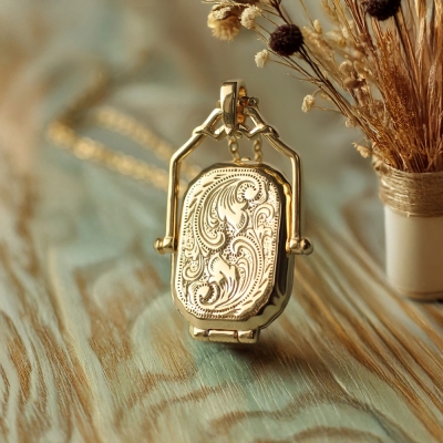 Custom Antique Locket Necklace with Photos, Victorian Locket, Edwardian Rectangle Locket, Personalized Thoughtful in Memoriam Bereavement Gift