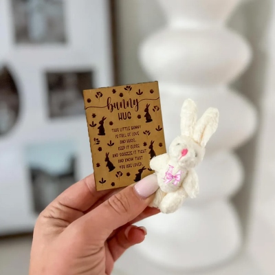 Personalized Initial Bunny Hug Tag, Mini Hug Tag for Bunnies, Easter Gift for Kids/Boys/Girls