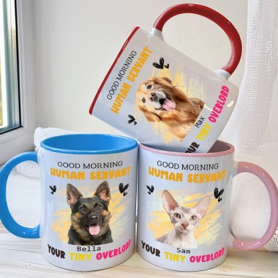 Custom Mug with Your Pet's Face and Name, Personalized Dog Photo 11oz Coffee Cup, Pet Memorial Keepsake, Birthday Gift for Dog Mom/Cat Dad/Pet Lover