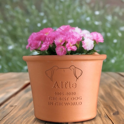 Personalized Pet Memorial Plant Pot with Engraved Dog Ears & Name, Loss of Pet Remembrance Sympathy Gifts, Garden Decor, Memorial Gifts for Dog Lovers