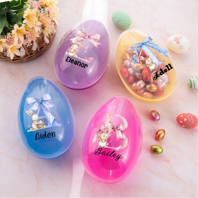 Personalized Name Bunny & Bow Alphabet Fillable Jumbo Easter Egg, Easter Basket Stuffer, Easter Egg Hunt Favor, Easter Gift for Kids/Teens/Boys/Girls