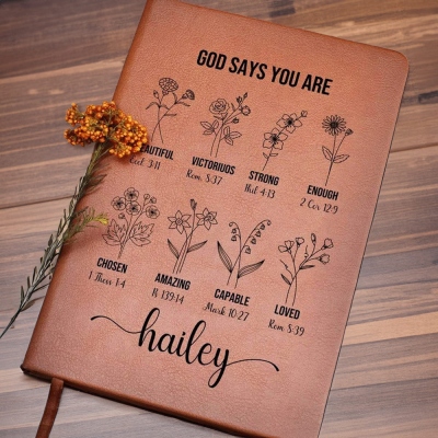 Personalized God Says You Are Positive Affirmations Prayer Journal, Bible Study Notebook, Devotional Journal, Christian Religious Gift for Women