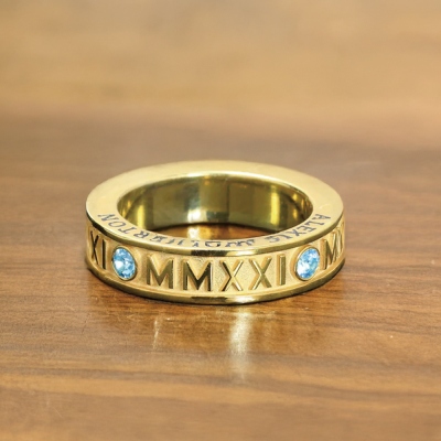 Personalized Roman Numeral Graduation Ring with Birthstone, High School University Class Ring, Class of 2025 Graduation Jewelry, Gift for Graduate/Her