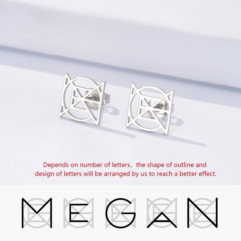 custom name logo stud earrings